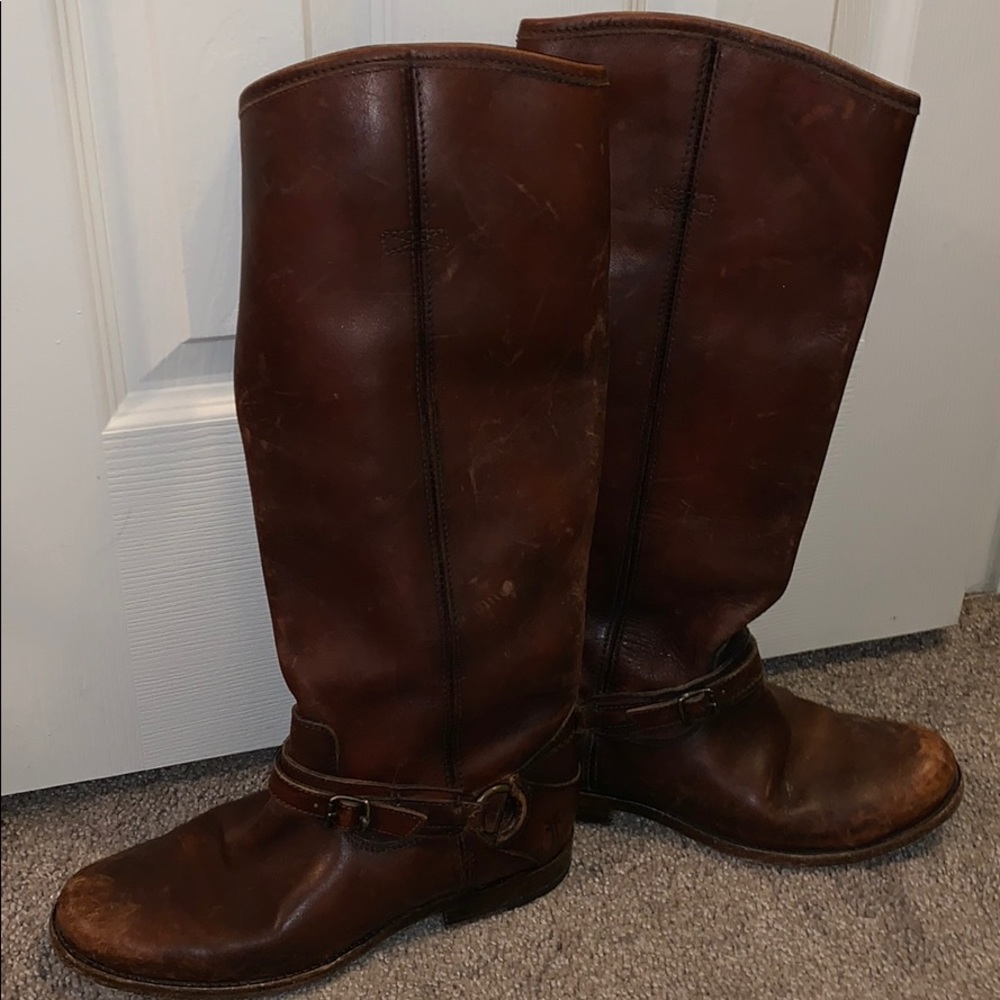 Distressed Brown Frye Riding Boot